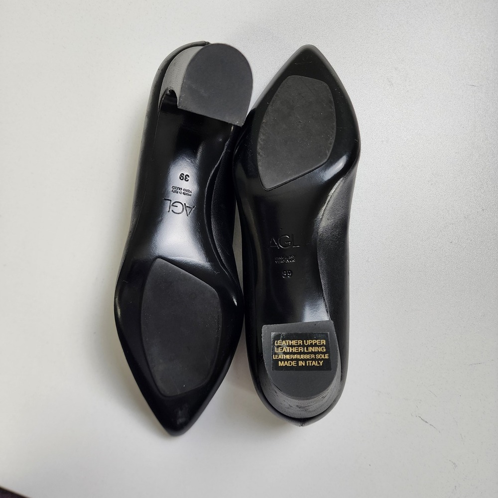 Attilio Giusti Leombruni Black Pointed Toe Mid Heel Pumps - Picture 9 of 12